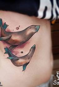 abdominal sea lion tattoo pattern