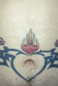 Abdomen colored swallows and love totem tattoo pictures