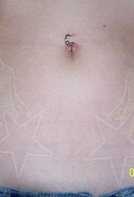 belly white wings and stars tattoo pattern