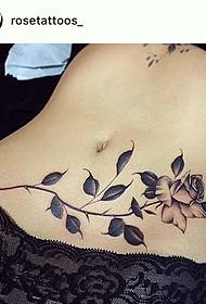 abdomen Europe and the United States black gray a rose tattoo pattern