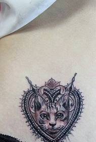 female abdomen fashion good-looking cat tattoo pattern picture