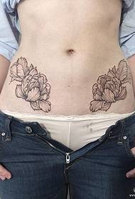 modello di tatuaggio sexy fresco di fiori di pancia di ragazze piccolo