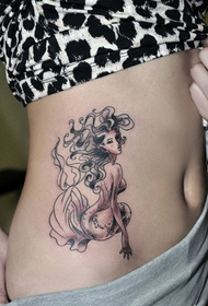 Beauty belly fashion exquisite mermaid tattoo pattern