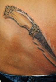 ແມ່ຍິງ Abdomen Dagger ຮູບແບບ Tattoo 3D
