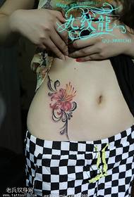 abdominal flower tattoo pattern