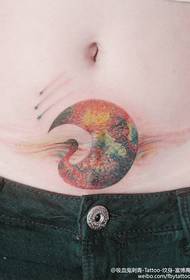 creative crane and moon combination Tattoo