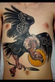 Abdominal Europe and the United States vulture moon tattoo pattern