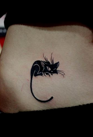 beauty abdomen cute totem cat tattoo pattern