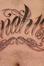 Abdominal English Letters Floral tattoo pattern