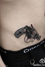 Abdominal realistic small pistol tattoo pattern