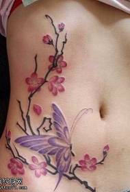 abdomen good-looking beauty flower butterfly tattoo pattern