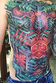 full belly painted maze tattoo pattern