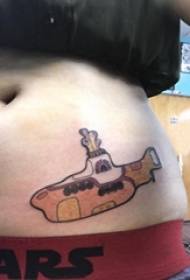 perut perempuan melukis gambar tatu kapal selam mudah geometri mudah
