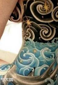 Abdominal Water Wave Tattoo Pattern