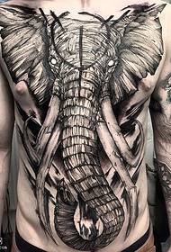 patrón de tatuaje de elefante de línea de vientre