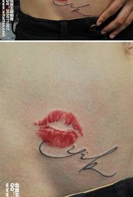 sexy glamorous red lips tattoo pattern