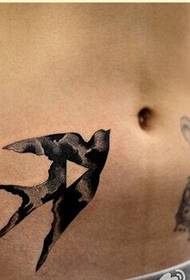 persoonlijke buik slikken zwart grijs inkt fan tattoo patroon foto