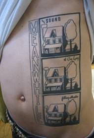 Isizinda seTatoo se-Abdomen Black and White House