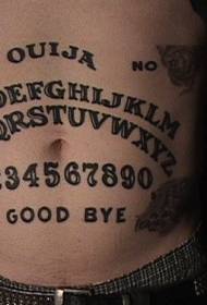 Patró digital de tatuatge en anglès gris negre abdominal