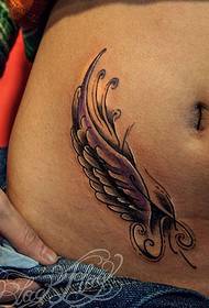 female belly wings tattoo pattern