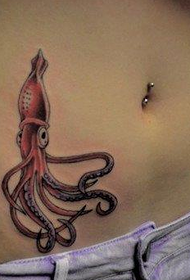 beauty belly small cute squid tattoo pattern