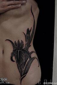 abdomen black-gray lily tattoo pattern