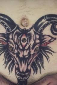 belly on the wind Sheep head demon tattoo picture