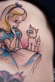 abdomen cute little girl cat tattoo pattern