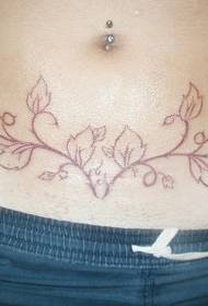 Abdominal Brown Plant Tattoo Pattern