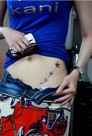 Beautiful belly, small and beautiful, five-pointed star tattoo picture