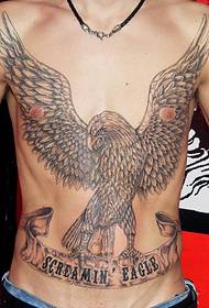 male tyrannical tattoo image on the chest and abdomen