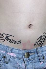 simple abdomen Floral English word tattoo
