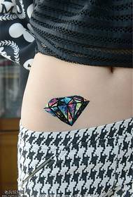 女性腹部顏色星空鑽石紋身圖案
