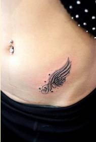 fashion women's abdomen beautiful wings tattoo pattern picture