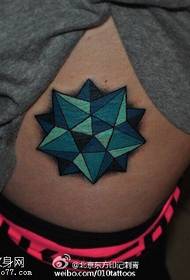 patrón de tatuaxe de diamante azul do abdome
