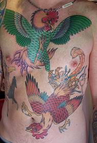 modello di tatuaggio maschio cockfighter torace