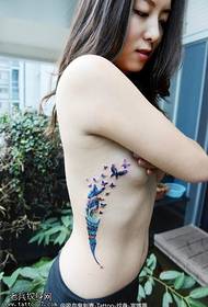 exquisito fermoso patrón de tatuaxe de plumas de bolboreta