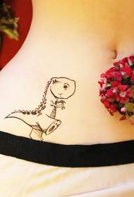 girl belly small dinosaur tattoo pattern picture