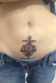 beauty abdomen beautiful anchor tattoo pattern