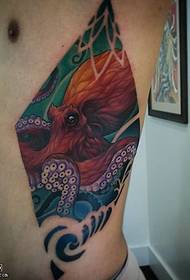 Abdominal Triangle Octopus Tattoo Pattern