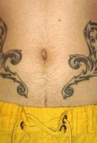 Patró de tatuatge de vinya de cendra negra de l'abdomen