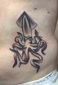 Abdominal tattoo boys belly color squid tattoo pictures