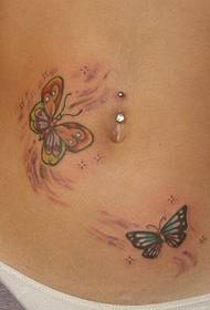 two butterfly tattoos with abdomen 28884- XXX tattoo with embedded waves