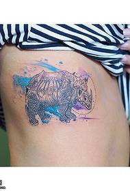 abdomen pricked rhinoceros tattoo pattern