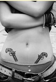 beauty abdomen good-looking small pistol tattoo pattern picture