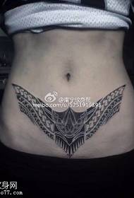 patrón de tatuaxe de tótem de morcego abdominal