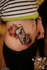 female abdomen color school hourglass rose tattoo pattern