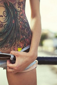 lányok hasa alternatív főnix színű tetoválás minta