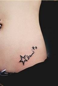 abdominal beautiful looking five-pointed star alphabet tattoo picture