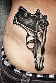 abdomen Europe and the United States realistic pistol tattoo pattern